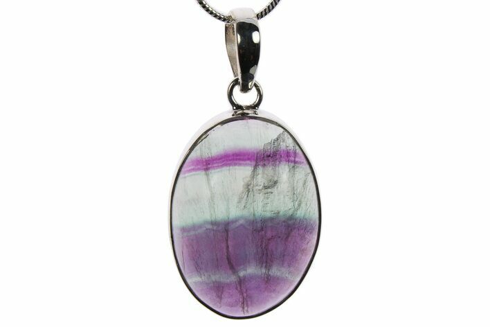 Banded Fluorite Pendant (Necklace) - Sterling Silver #267159